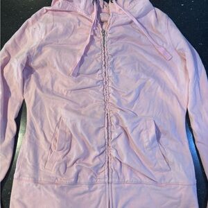 Pink Zip-Up Jacket with Stand-Up Collar and Long Sleeves